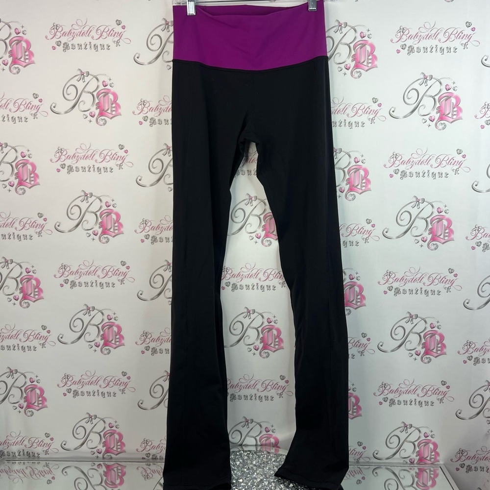 Lululemon Athletica pants Black and Pink purple waist band rip tag leggings